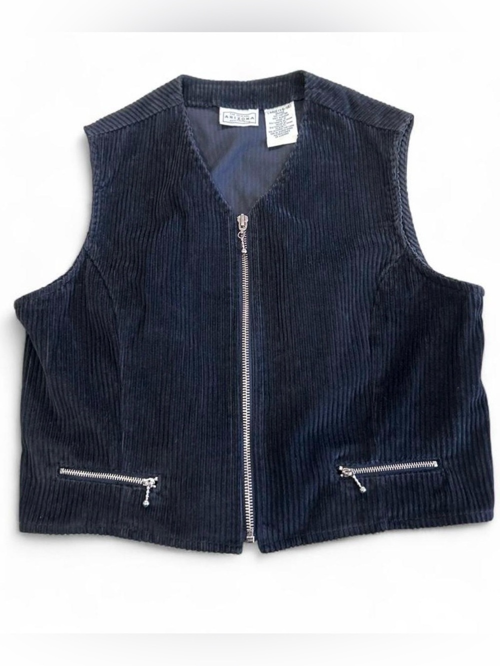 Vintage Black Cotton Corduroy Vest
Arizona Jeans Zip Up Sleeveless Size 14/16